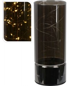 LED glas cilinder 20 cm grijs