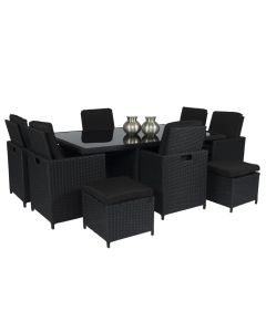 Dining loungeset "Cube XL" 6 personen wicker zwart - Pure Garden & Living
