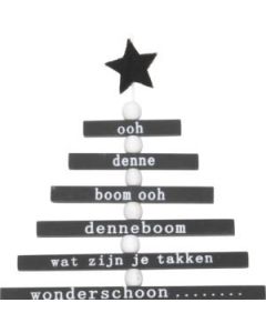 Hangdeco kerstboom hout zwart 43 cm