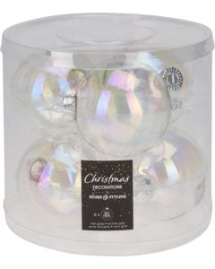 Kerstballenset 35mm iriserend koker a 16 glas