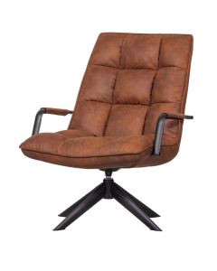 WOOOD Jouke Draaifauteuil met Armleuning Cognac