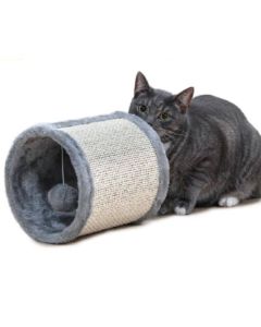 Kattentunnel met Bal - Krabton voor Katten - Speelgoed voor Katten - Ø 21x19 cm - Grijs