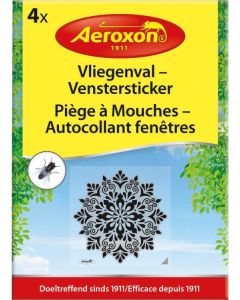 Aeroxon - Vliegenval Venstersticker met motief - Vensterlijmval - Insectenbestrijding - 4 stuks