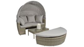 Loungebed Wicker Eiland "Santorini" - Naturel Taupe - Pure Garden & Living