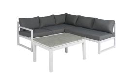 "Porto" Hoek Loungeset Aluminium Ligbed - Wit - Pure Garden & Living